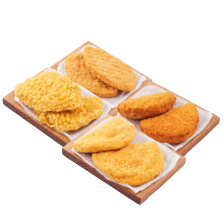 Kipschnitzel
naturel, saté of krokant,
kipburger of kip cordon bleu
2 pakjes van 2 stuks à 100-125 gram